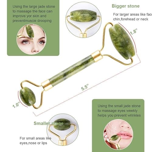 fuvooi Jade Gua Sha Facial Massager Set - 5 in 1 Skin Care Tools with Roller and Massager thumbnail 2