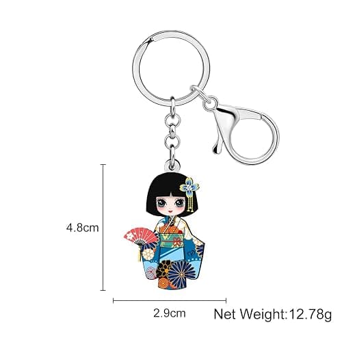 NEWEI Acrylic Anime Japanese Kimono Doll Keychain Car Keys Wallet Backpack Key Rings Accessories Gifts for Women Girls Charms thumbnail 5
