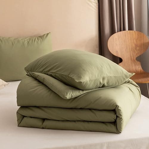 ROSGONIA Twin/Twin XL Comforter Set for College Girls Boys Olive Green, 1 Comforter & 1 Pillowcase, Soft Kids Comforter Sets All Season Dorm Bedding thumbnail 6