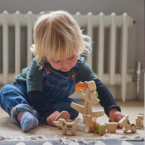 Tender Leaf Toys - Stacking Garden Friends - 14 Pcs Wooden Stacking & Balancing Toy & Educational Game with Free Travel Bag - Early Learning Develops Strategic Thinking & Fine Motor Skills - Age 18m+ thumbnail 2