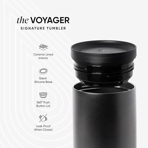 Simple Modern Travel Coffee Mug Tumbler with 360° Lid | Ceramic-Lined Insulated Stainless Steel Cold Brew Iced Coffee Cup | Gifts for Women Men Her Him | Voyager Signature | 16oz | Forest thumbnail 4
