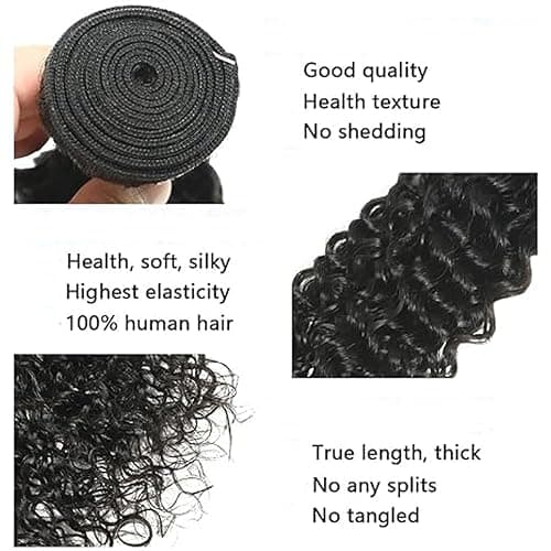 Tuheerst Water Wave Human Hair Bundles 1B Natural Black Menschliches Haar Human Hair Extensions Unprocessed Echthaar Tressen Double Weft Remy Hair for Woman 12 Inch thumbnail 4