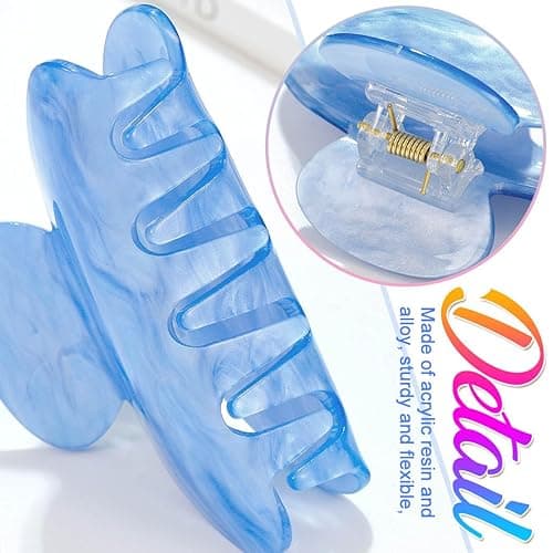 Banatra Acrylic Claw Clips Blue Medium Hair Clips Cute Hair Claws Hair Accessories for Women and Girls (Pack of 2) thumbnail 5