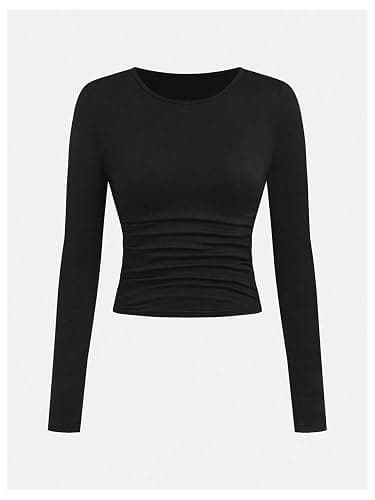 SOLY HUX Girl's Long Sleeve T Shirts 3 Packs Crewneck Fall Tees Ruched Fitted Tee Shirt Tops thumbnail 4