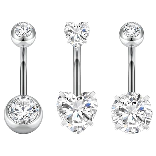Aucuu Anneau de Nombril en Acier Chirurgical 14G, Bijoux de Corps pour Femmes et Hommes - Image 1