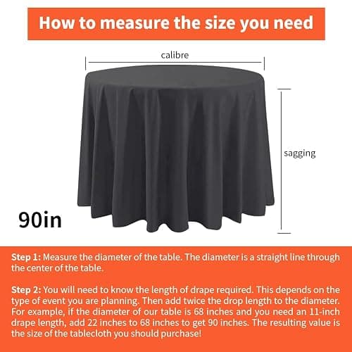 6 Pack Black Round Tablecloths, 90 Inch Stain Resistant and Wrinkle Polyester Fabric Washable Table Clothes Cover for Kitchen Dining, Wedding, Reception Banquet, Birthday Party, Buffet Restaurant - Black - 90 In Round, 6 Pack thumbnail 3