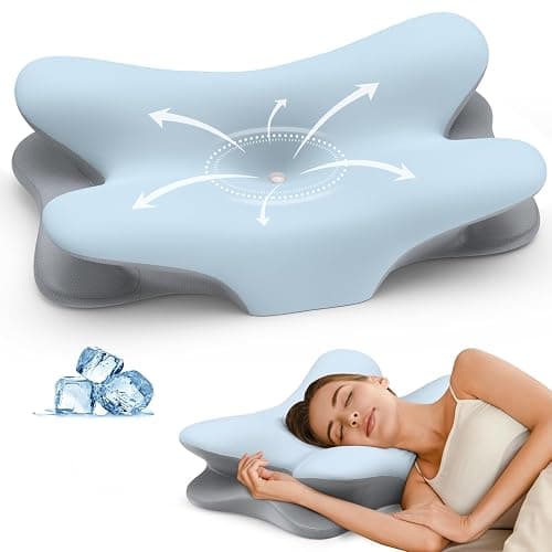 Cervical Neck Pillow for Pain Relief - Ergonomic Pillow for Neck Support, Contour Memory Foam Pillows for Sleeping, Orthopedic Bed Pillow for Side Back Stomach Sleepers(Blue) - Image 1