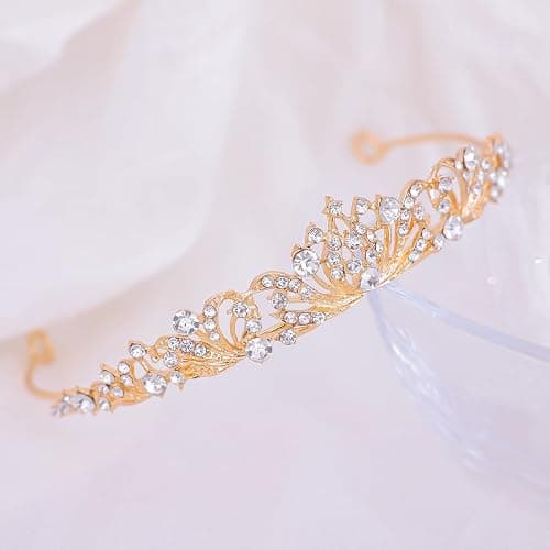 Gold Tiara Crown for Women Wedding Tiaras for Bride Princess Crowns and Tiaras for Girl Rhinestone Crowns for Birthday Halloween Cosplay Christmas Party Prom Gifts thumbnail 4