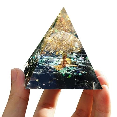 Tree of Life Orgonite Pyramid Kit White Quartz with Obsidian Stone Positive Reiki Energy Generator Crystal Healing Orgone Collection Wealth Lucky Meditation Tool thumbnail 2