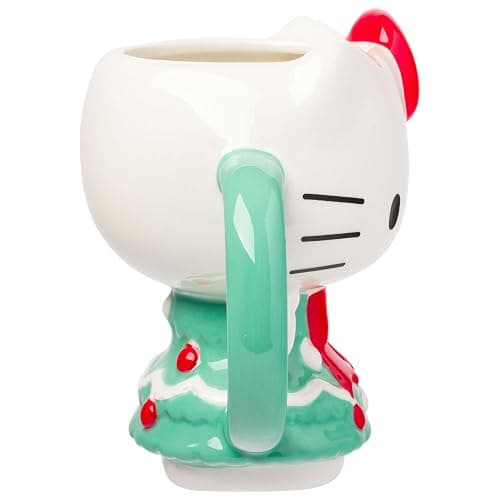 Silver Buffalo Sanrio Hello Kitty Holiday Christmas Tree Dress 3D Sculpted Ceramic Mug, 20 Ounces thumbnail 4