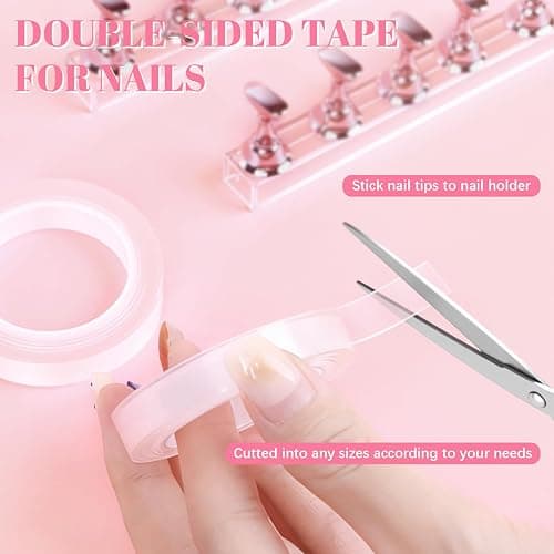 JUSTOTRY 2 Sets Pink Nail Painting Practice Stand With 1M Double-sided Tape Acrylic Fake Nail Art Holder For Press Ons Magnetic Nail Display Design Tools Kit Accessories For Home Diy Salon Supplies thumbnail 4