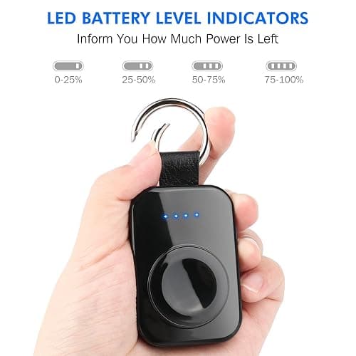 i.VALUX Portable Wireless Charger for Apple Watch Series 11/10/9/8/UItra/7/6/5/4/3/2/SE,Compact Magnetic iWatch Charger 1000mAh Extra Power Bank Smart Keychain Travel Accessories Father Birthday-Black thumbnail 4