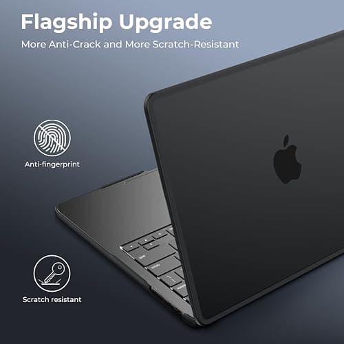 BlueSwan Anti-Cracking Hard Shell Case Compatible with MacBook Pro 14-inch M5 2025 2024-2021 Release M4 M3 M2 M1 Pro/Max Chip, Anti-Fingerprint Soft TPU Bumper, Frosted Black thumbnail 6