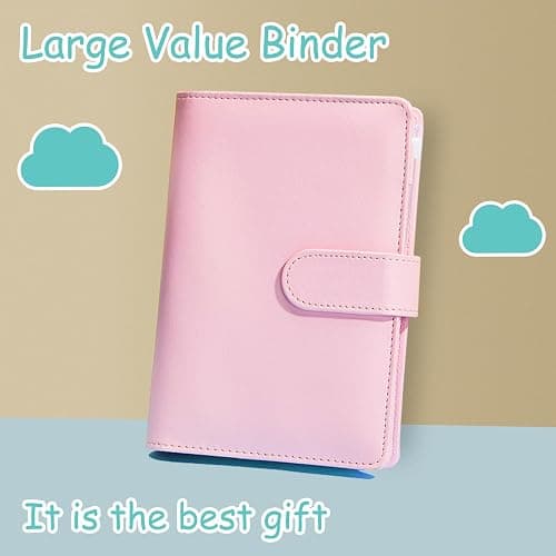 A5 Ring Binder, 6 Ring PU Leather Loose Leaf Notebook Planner Notebook Cover with 45 Sheets A5 Lined Paper, Binder Dividers for School Office Meetings,Pink - Pink thumbnail 4