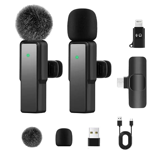 Kabelloses-Mikrofon-Handy for iPhone/Android/Computer PC Mini-Mikrofon Wireless Lavalier Microphone Kabellos Ansteckmikrofon Klein für Streaming, Videoaufnahmen, Interviews, YouTube, TikTok, Vlog - Image 1