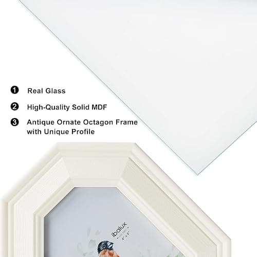 Ibalux 8x10 Picture Frame Photo Frame, Made of Solid MDF Wood with Real Glass, Display Picture 5x7 with Mat or 8x10 without Mat, Vertical and Horizontal for Wall Hanging or Vertical for Tabletop, White thumbnail 5