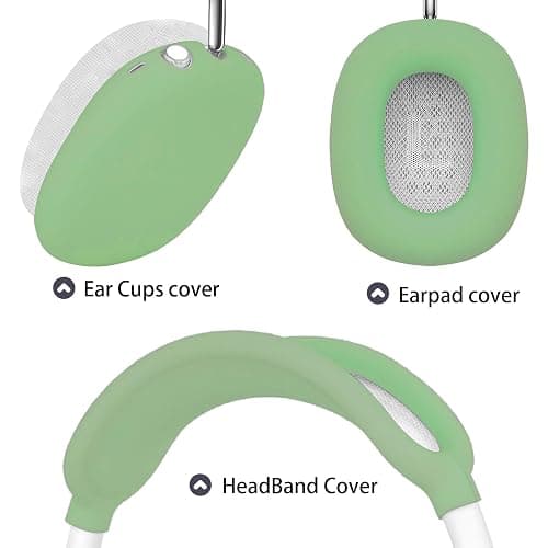 Silicone Case Cover for AirPods Max Headphones，Anti-Scratch Ear Cups Cover/Ear Pad Case Cover/Headband Cover 3 in 1 Accessories Silicone Protector for Apple AirPods Max（Green） thumbnail 3