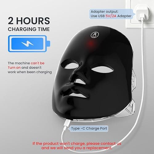 SUERBEATY Red Light Mask For Face, 7-1 Colors Red Light Face Mask | Facial Skincare At Home, Cordless, Portable and Rechargeable,Black thumbnail 3