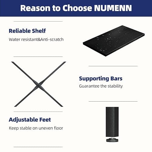NUMENN Triple Column 5 Tier Bookshelf, Bookcase with 14 Open Display Shelves, Adjustable Rustic Industrial Style Book Shelves, Modern Bookshelves for Bedroom, Living Room and Home Office, Black thumbnail 4