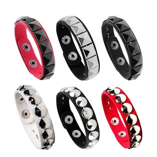 Eigso Leather Punk Rock Cuff Bracelets for Men Women Retro Vintage Chain 80s Wristband Set for Man Woman - Image 1