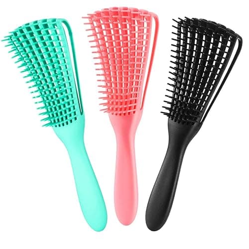 3 Pack Hair Detangler Brush for Afro America/African Textured 3a to 4c Kinky Wavy/Curly/Coily/Wet/Dry/Oil/Thick/Long Hair, Detangling Brush for Natural, Exfoliating Your Scalp for Beautiful - Image 1