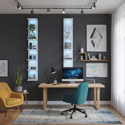 AskTag 7 Tier Wall Shelves with RGB Light, Lack Wall Shelf Unit, Vertical Shelf with Remonte Control,White Shelves thumbnail 8