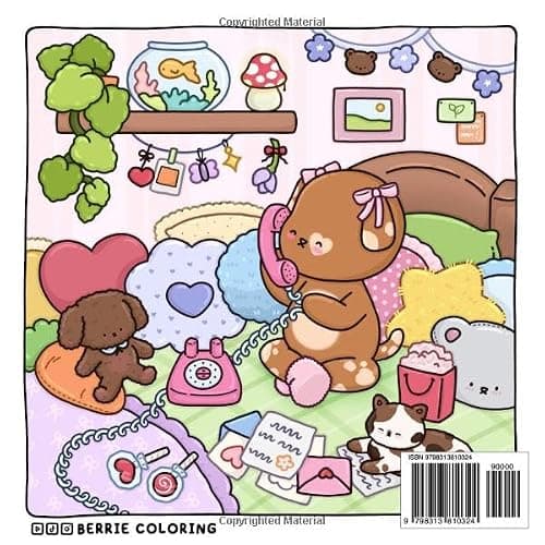 Berrie Coloring Volume 3: Cute and Cozy Coloring Book for Adults & Kids Featuring Easy to Color Animal Illustrations and Adorable Scenes thumbnail 2