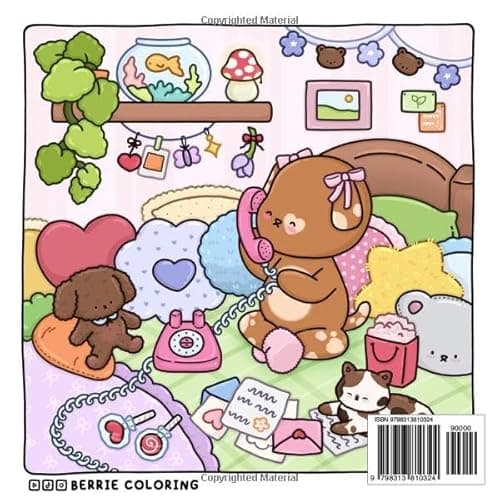 Berrie Coloring Volume 3: Cute and Cozy Coloring Book for Adults & Kids Featuring Easy to Color Animal Illustrations and Adorable Scenes thumbnail 3