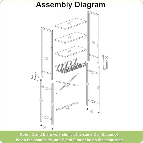 Kalrin Over-The-Toilet Storage Rack, 4-Tier Bathroom Organizer Shelf Over Toilet with Adjustable Shelf and Basket, Freestanding Space Saver Bathroom Shelves Above Toilet for Room (Vintage Brown) thumbnail 8