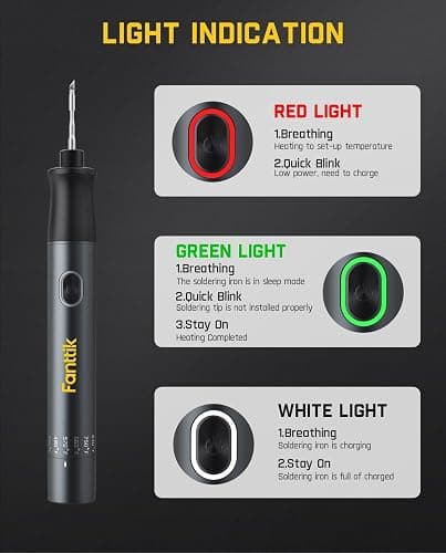 Fanttik T1 Max Soldering Iron Kit, Cordless Soldering Iron, 7 Seconds Fast Heating(390°F-840℉), Auto Sleep, 4 Precision Soldering Tips(C210), 360° Swivel Stand, Soldering Iron for Precision Repair thumbnail 6