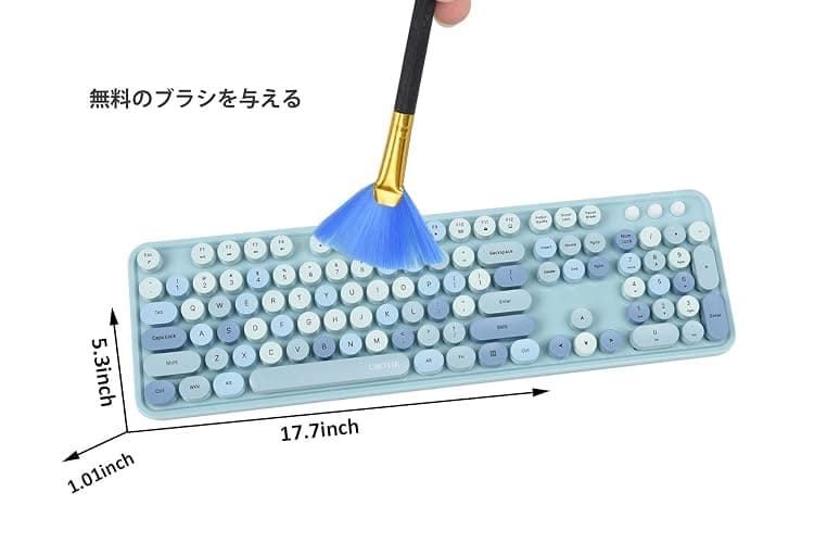 UBOTIE Colorful Wireless Keyboard and Mouse Combo (Blue-Colorful) | Retro Typewriter Floating Full-Sized Keys Computer Keyboard with Optical Mouse, 2.4GHz USB Connection for Windows Mac thumbnail 3