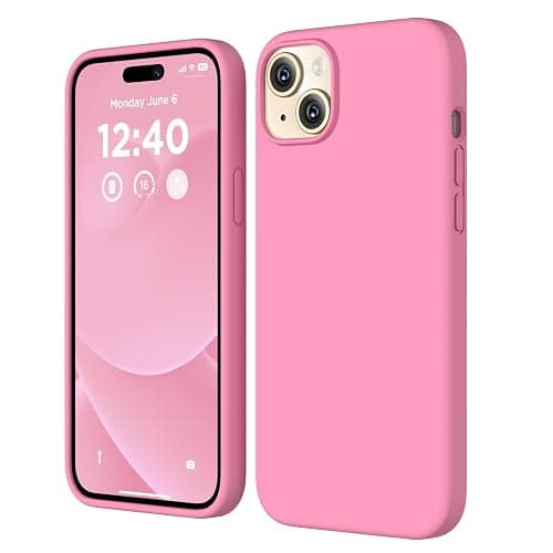 COFFKER Silicone for iPhone 15 Plus Case, Phone Cover, Tender Pink | Full Body Protection, Shockproof Slim Phone Case with Anti-Scratch Microfiber Lining - Image 1
