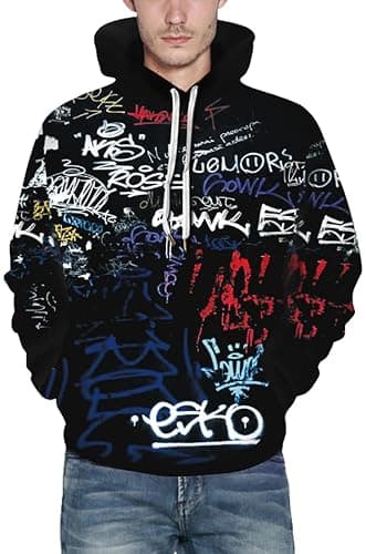 Chaos World Men's Novelty Hoodie Long Sleeves 3D Funny Graphic Print Sweatshirt Pullover thumbnail 3