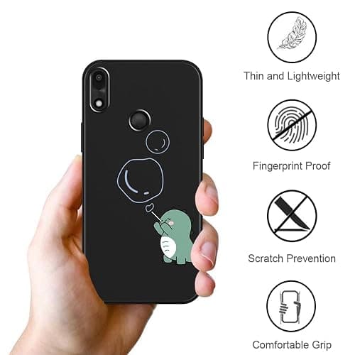Zrutru Cute Dinosaur Phone Case for Gabb Phone 4 6.1",Cartoon Kawaii Dinosaur Bubble Pattern Aesthetic Funny Design Cases Soft Silicone TPU Slim Shockproof Protective Black Phone Cover thumbnail 5