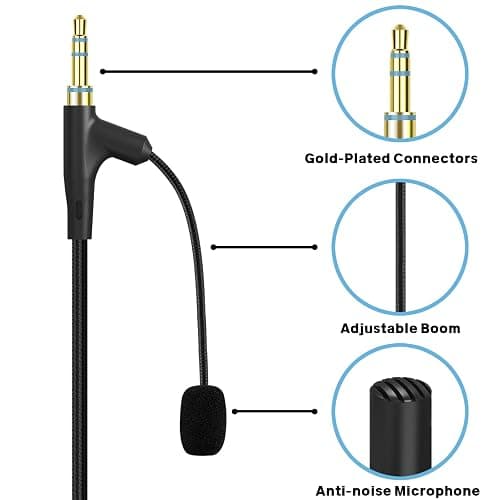 Geekria Boom Mic Headphones Cable Compatible with Skullcandy Hesh 3, Evo, Crusher Evo, Venue Headsets, 3.5mm Jack Replacement Cord with Boom Microphone for Gaming & Meeting (5.6 ft) thumbnail 3
