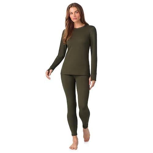 Cuddl Duds Womens Fleece Lined Thermal Base Layer Set – Long Sleeve Shirt & Leggings for Cold Weather – Lounge Set for Women - Image 1