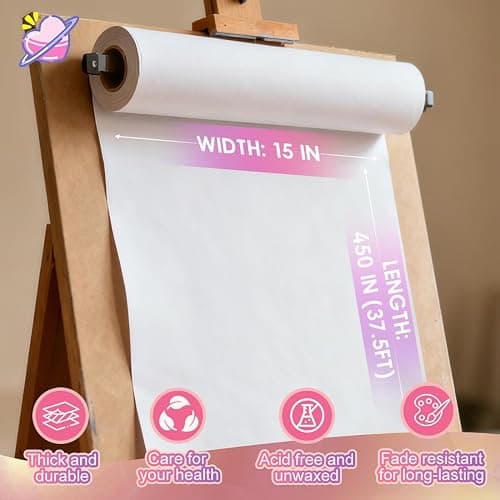 PerkHomy Craft Paper Roll 15" x 450" Kraft Paper White Easel Paper Roll for Kids Moving Gift Wrapping Art Bulletin Board Paper Floor Covering Bouquet Flower Packing Painting Drawing Poster Chart Paper thumbnail 2