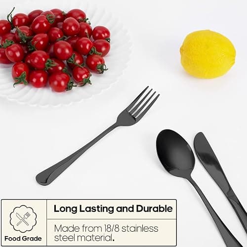 Travel Utensils with Case, Quatish 5 Piece Stainless Steel Silverware Set for Work, Portable Reusable Travel Cutlery Set, Fork and Spoon Set for Picnic, Camping, Gadgets, Lunch Box for Men, Black thumbnail 4
