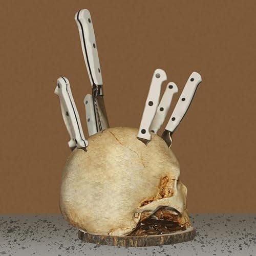 Skull Knife Holder for Kitchen, Skeleton Knife Stand, Horror Kitchen Storage Head Rack Kitchen Fruit Storage Rack Decoration, Scary Party Fruit Storage Rack Decoration thumbnail 5