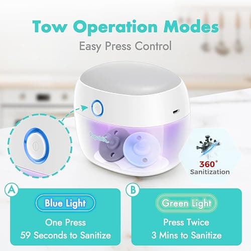 Papablic Portable Pacifier Sanitizer, UV Light Sanitizer Case On The Go for Baby Health, USB Rechargeable Mini Travel Sanitizer Box, 99.99% Cleaned in 59 Seconds thumbnail 3