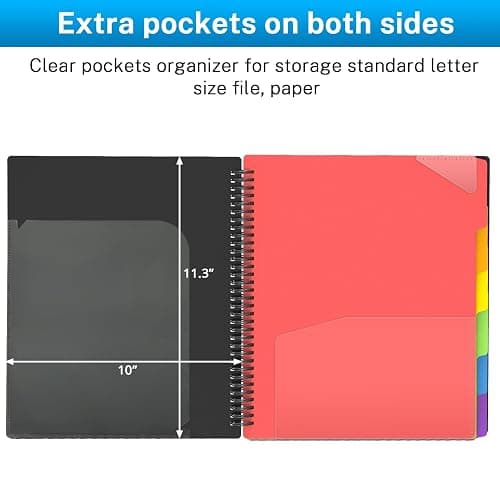 12 Pocket Plastic folders with Pockets, 6 Colors Multi Pocket with Dividers | Folder Binder with Dividers, office Organizer Folder, Letter Size, School Supplies thumbnail 3