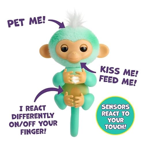 Fingerlings 2023 New Interactive Baby Monkey Reacts to Touch – 70+ Sounds & Reactions – Ava (Teal) thumbnail 5