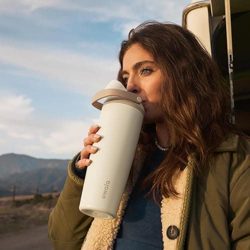 Owala FreeSip Sway Insulated Stainless Steel Water Bottle with Two-Way Spout, Built-In Straw and Bucket Handle, Made for Travel, School, and Sports, 30oz, BPA Free, Leak Proof, Iced Breeze thumbnail 2