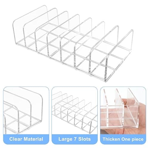 2pcs Mail Organizer Plastic Cash Tray, 7 Sections Acrylic Clear Plastic Mail Organizer, 6.6 x 3.3 inch Desk Divider Holder for Cash Envelope Mail Bill Card Makeup Palette thumbnail 3