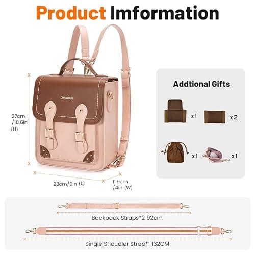 Cwatcun Camera Bag for Women, Retro Camera Crossbody Case, Vintage PU Leather Waterproof Camera Backpack, Lightweight Camera Handbag, Compatible with Canon/Nikon/Sony SLR/DSLR Mirrorless Camera, Lens thumbnail 4