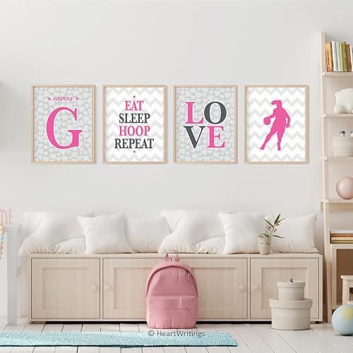 Basketball Room Décor for Girls – Inspirational Wall Art Set | Gift for Basketball Players, Teen Girls & Sports Lovers | Sports-Themed Bedroom Prints (A Set of 4), UNFRAMED thumbnail 4