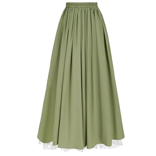 Women's Renaissance Skirt Victorian Peasant Double-Layer Maxi Long Skirt thumbnail 2