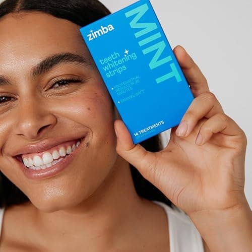 Zimba Teeth Whitening Strips Vegan Whitening Strip Enamel Safe Teeth Whitening Hydrogen Peroxide Teeth Whitener for Coffee, Wine, Tobacco, and Other Stains, 28 Strips (14 Day Treatment), Mint thumbnail 7