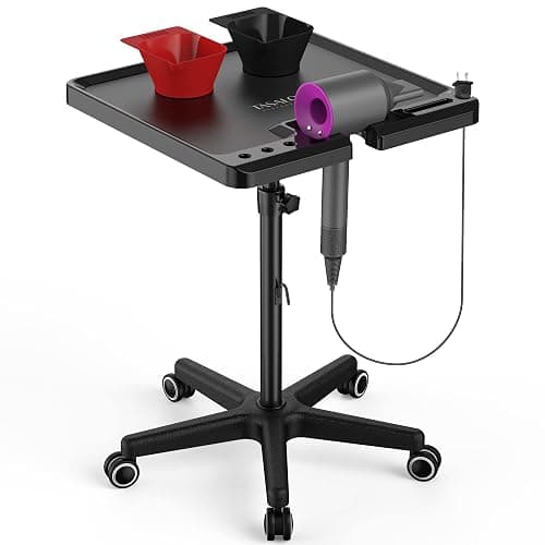 TASALON Wheeled Salon Rolling Tray Cart with 2 Magnetic Bowls | Chemical-resistant instrument tray with stickless wheels for hairdressing and tattoo work - Image 1