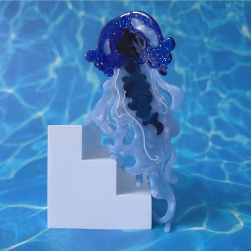 Novelty Ocean Jellyfish Hair Clips,Cellulose Acetate Hair Clips,Big Claw Clips for Girl,Hair Accessories,Blue thumbnail 6